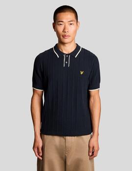 Polo Lyle & Scott Pique Knitted Marino Hombre