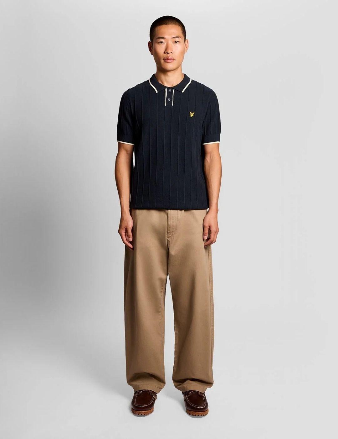 Polo Lyle & Scott Pique Knitted Marino Hombre