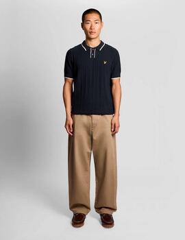 Polo Lyle & Scott Pique Knitted Marino Hombre