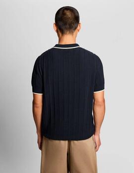 Polo Lyle & Scott Pique Knitted Marino Hombre