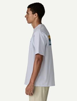 Camiseta Patagonia Logo Bolsillo Blanca Hombre