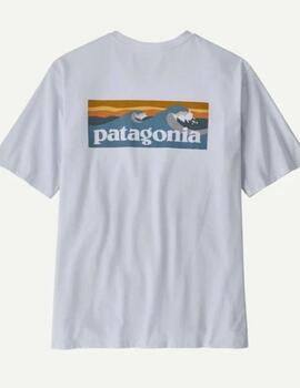 Camiseta Patagonia Logo Bolsillo Blanca Hombre