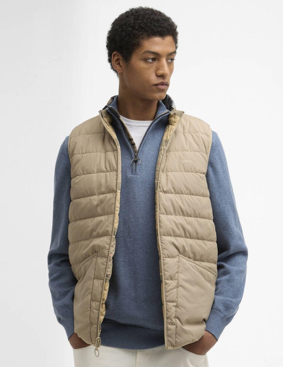 Chaleco Barbour Reversible Tartan Beige Hombre