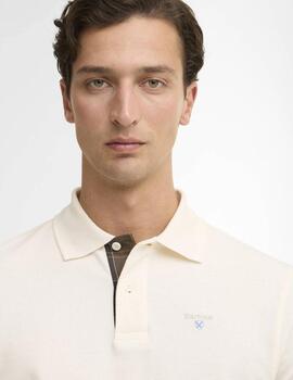 Polo Barbour Pique Tartan Blanco Hombre