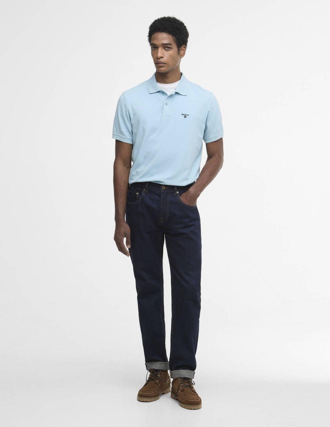 Polo Barbour Lightweight Sports Celeste Hombre