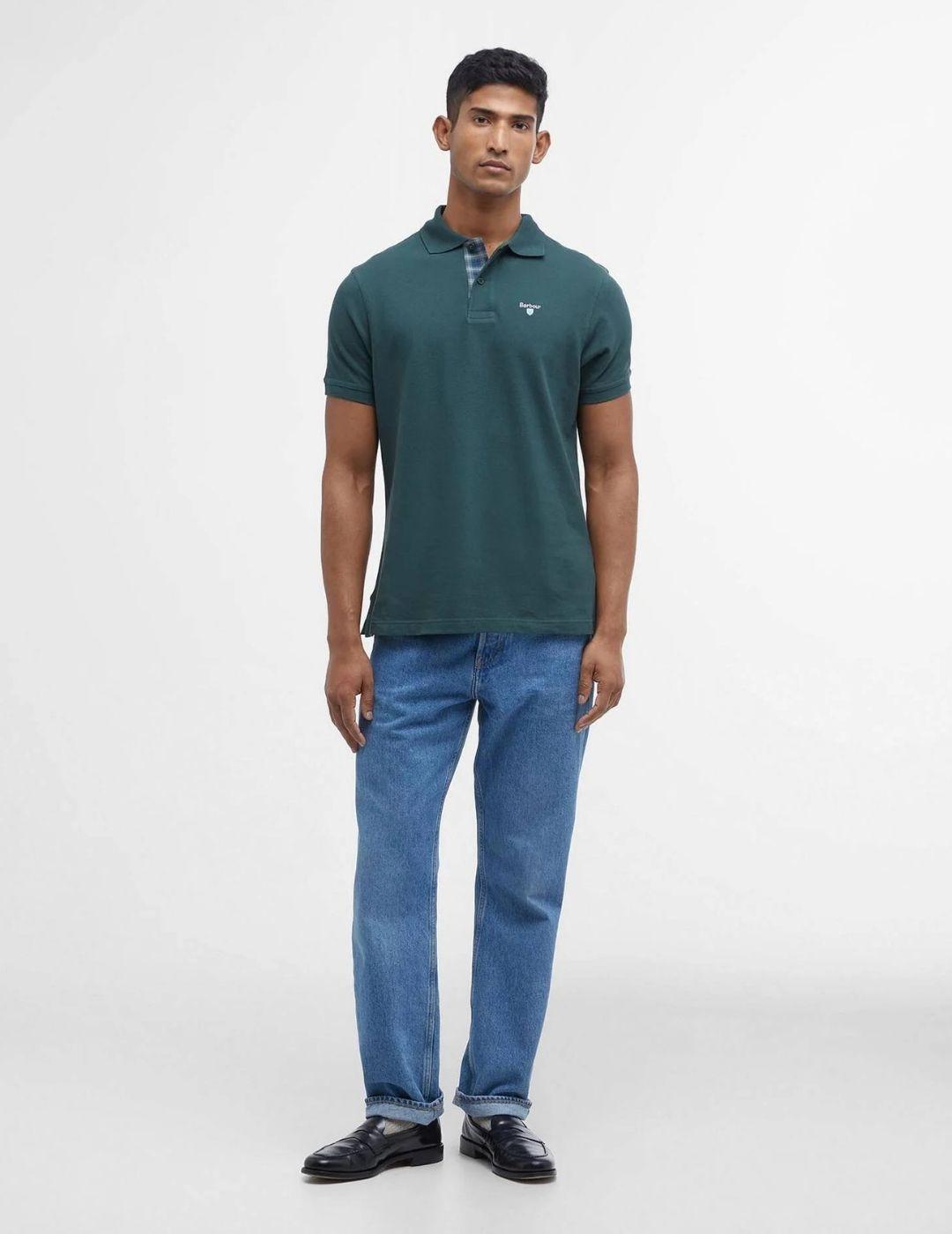 Polo Barbour Tartan Pique Verde Hombre