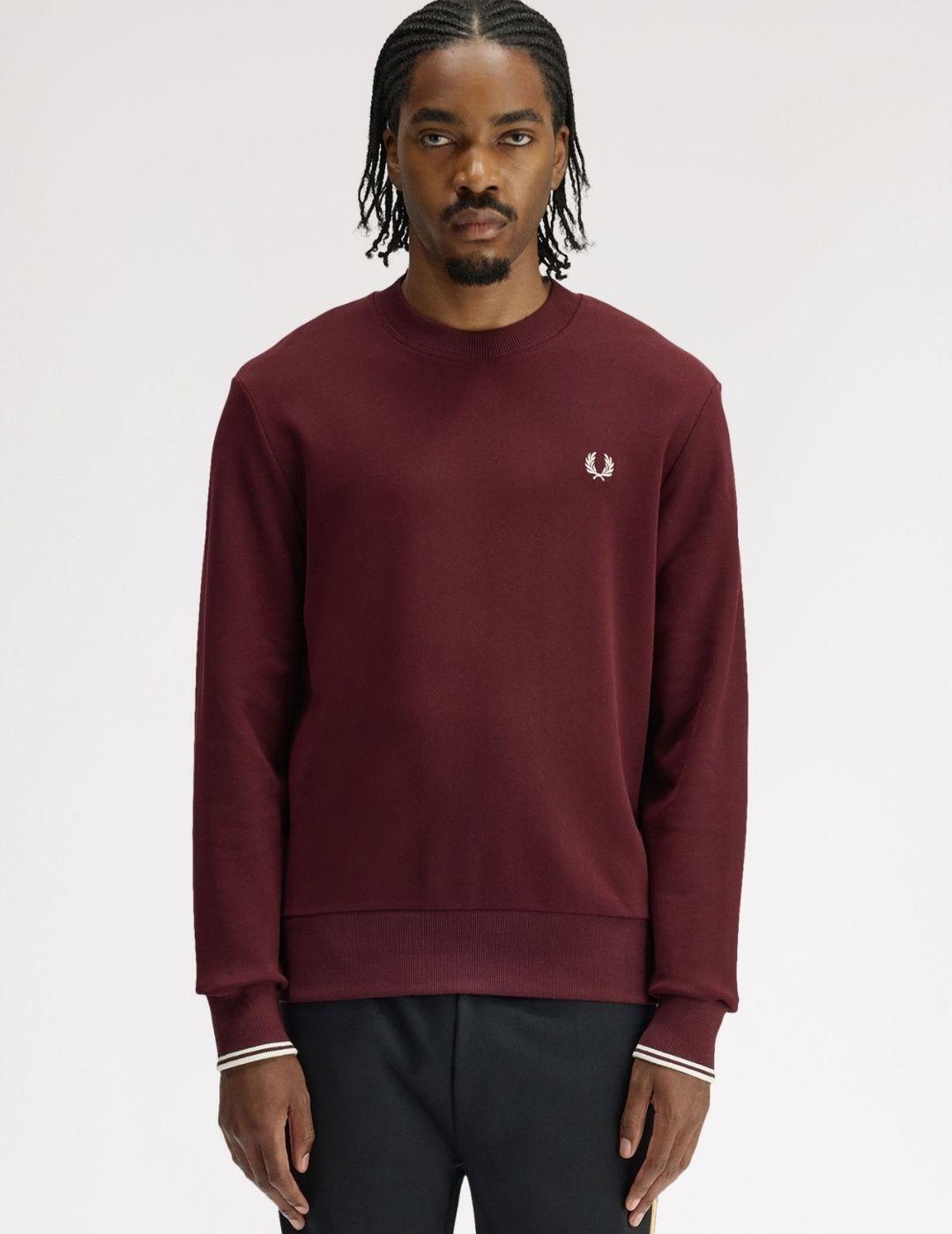 Sudadera Fred Perry Crew Neck Granate Hombre