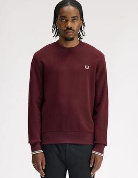 Sudadera Fred Perry Crew Neck Granate Hombre