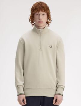 Sudadera Fred Perry Half Zip Beige Hombre