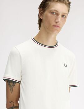 Camiseta Fred Perry Twin Tipped Beige Hombre