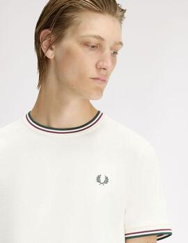 Camiseta Fred Perry Twin Tipped Beige Hombre