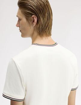 Camiseta Fred Perry Twin Tipped Beige Hombre