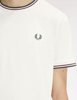 Camiseta Fred Perry Twin Tipped Beige Hombre