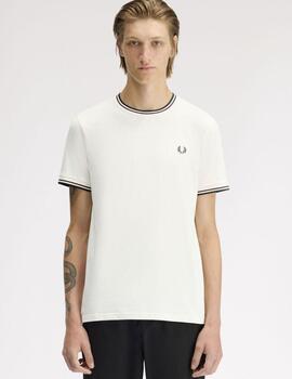 Camiseta Fred Perry Twin Tipped Beige Hombre