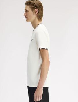 Camiseta Fred Perry Twin Tipped Beige Hombre