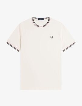 Camiseta Fred Perry Twin Tipped Beige Hombre