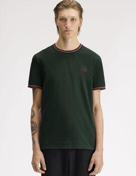 Camiseta Fred Perry Twin Tipped Verde Hombre