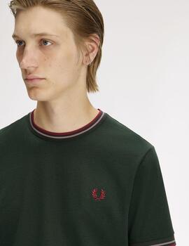 Camiseta Fred Perry Twin Tipped Verde Hombre
