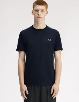 Camiseta Fred Perry Tape Ringer Marino Hombre