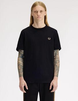 Camiseta Fred Perry Tape Ringer Negro Hombre