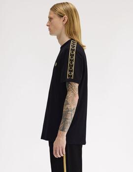 Camiseta Fred Perry Tape Ringer Negro Hombre