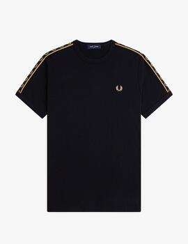 Camiseta Fred Perry Tape Ringer Negro Hombre