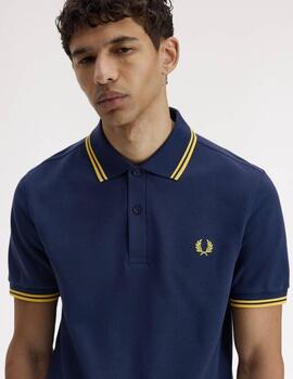 Polo Fred Perry Twin Tipped Marino Hombre