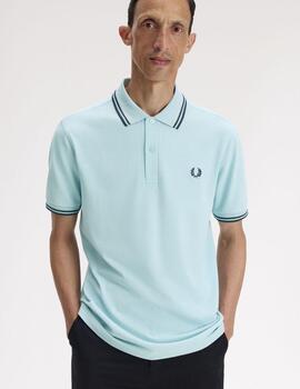 Polo Fred Perry Twin Tipped Celeste Hombre