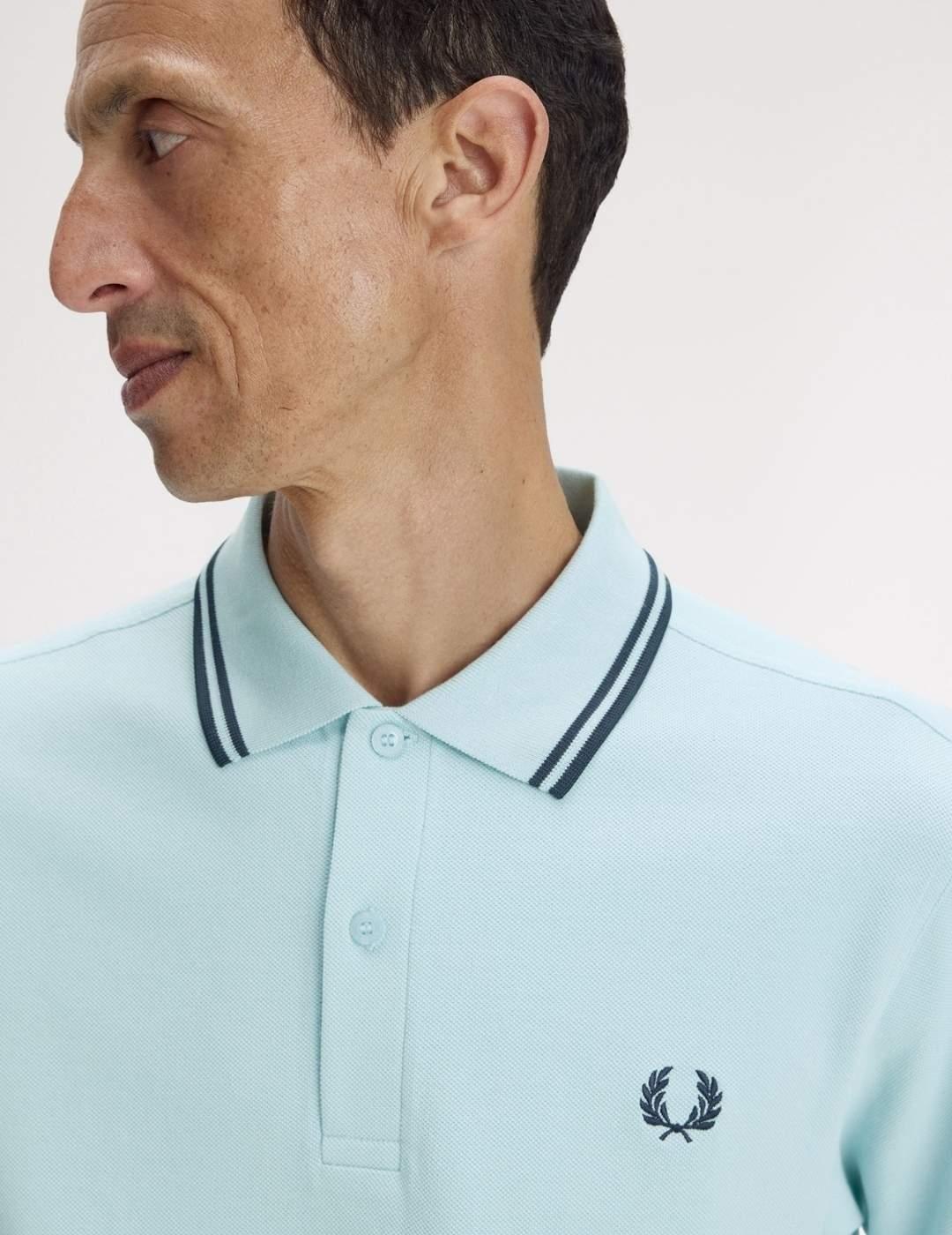 Polo Fred Perry Twin Tipped Celeste Hombre