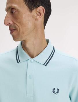 Polo Fred Perry Twin Tipped Celeste Hombre
