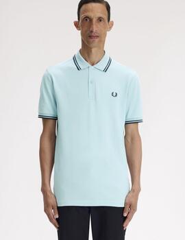 Polo Fred Perry Twin Tipped Celeste Hombre
