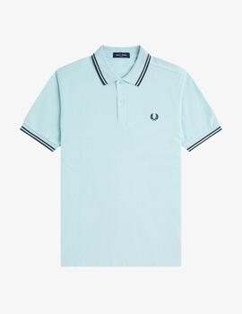 Polo Fred Perry Twin Tipped Celeste Hombre