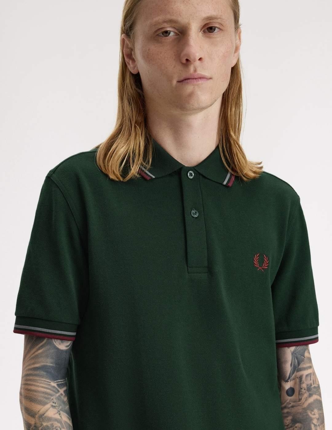 Polo Fred Perry Twin Tipped Verde Hombre