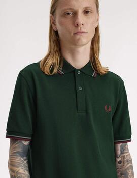 Polo Fred Perry Twin Tipped Verde Hombre
