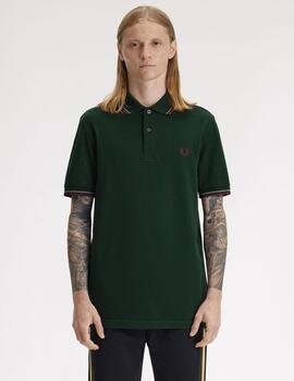 Polo Fred Perry Twin Tipped Verde Hombre