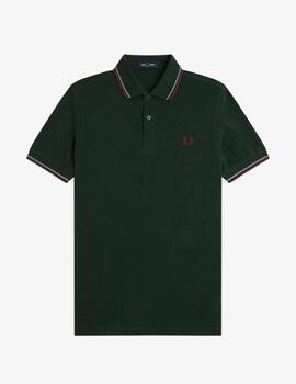 Polo Fred Perry Twin Tipped Verde Hombre