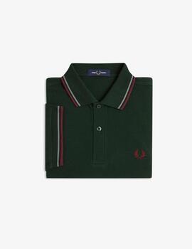 Polo Fred Perry Twin Tipped Verde Hombre