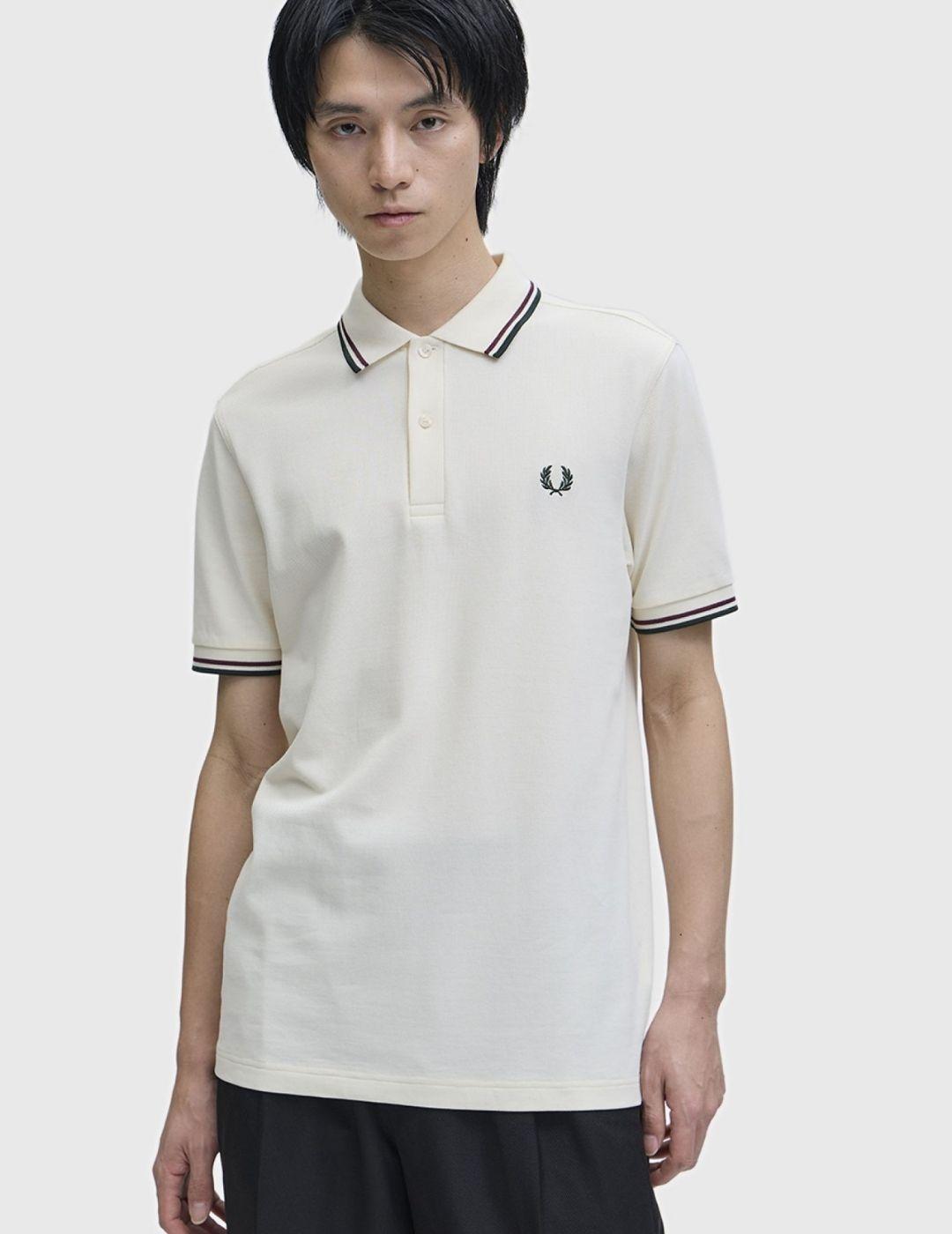 Polo Fred Perry Twin Tipped Beige Hombre