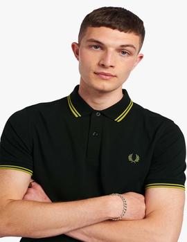 Polo Fred Perry Twin Tipped Verde Oscuro