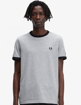 Camiseta Fred Perry Taped Ringer Gris