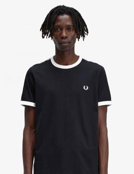 Camiseta Fred Perry Taped Ringer Negra