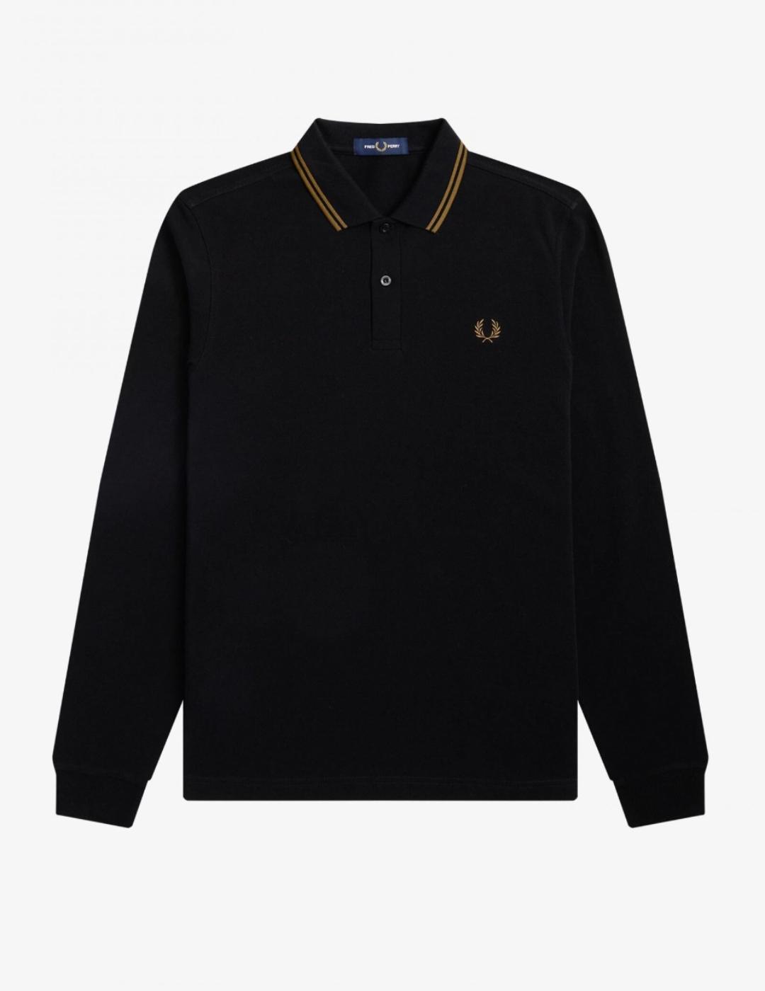 Polo Fred Perry Ls Twin Tipped Negro
