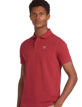 Polo Barbour Liso M/C Granate