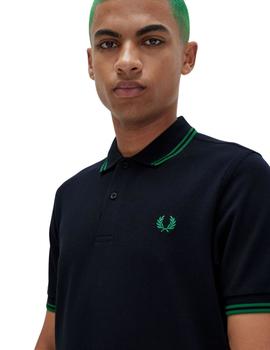 Polo Fred Perry Twin Tipped Marino/Verde