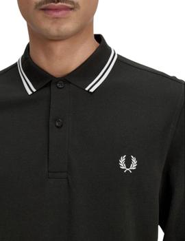 Polo Fred Perry Ls Twin Tipped Verde Oscuro hombre