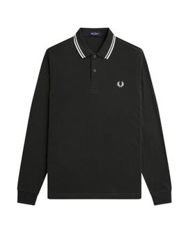 Polo Fred Perry Ls Twin Tipped Verde Oscuro hombre