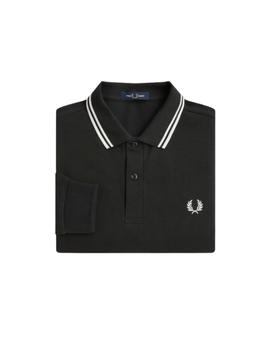 Polo Fred Perry Ls Twin Tipped Verde Oscuro hombre