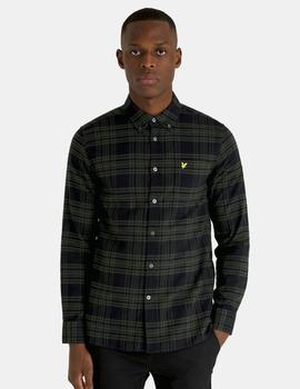 Camisa Lyle & Scott Check Flannel Negra/Verde Oliva hombre