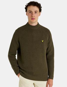 Jersey Lyle & Scott Shaker St it Mock Nec Verde Oliva hombre