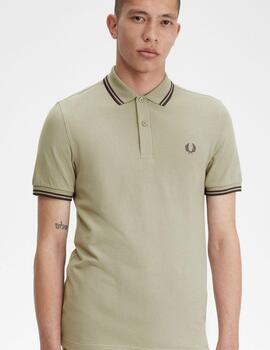 Polo Fred Perry Twin Tipped Beige hombre